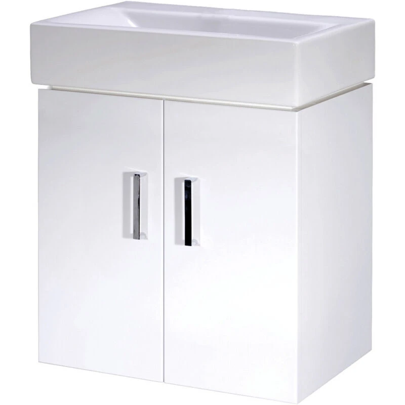 Image of Mayford 3 Drawer 2 Door Wall Mounted Basin Gloss White
