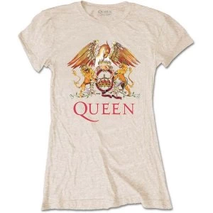 Image of Queen - Classic Crest Womens X-Large T-Shirt - Sand