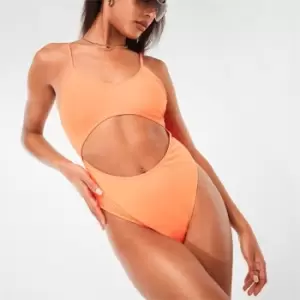 image of Missguided Cut Out Strappy Swimsuit - Orange