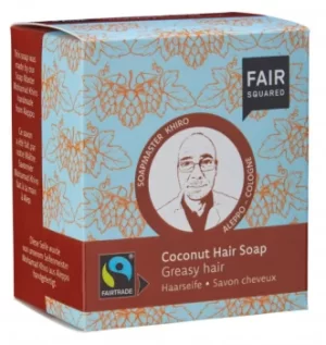 image of Fair Squared Hair Soap (Coconut) Greasy Hair (includes cotton soap bag) 2x80g