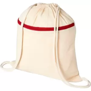 Image of Bullet Adults Unisex Oregon Zippered Drawstring Backpack (One Size) (Natural/Red)