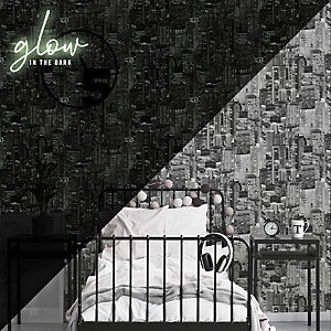 Image of Superfresco Glow In The Dark Luminocity Mono Wallpaper