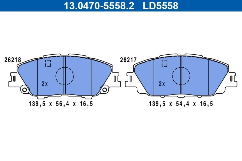 Image of ATE 13.0470-5558.2 Brake pad set Ceramic excl. wear warning contact Brake Pad Set,disc brake (402)