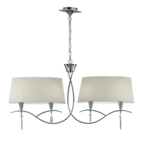 image of Mara Ceiling Pendant 2 Arm 4 Light E14, Polished Chrome with Ivory White Shades