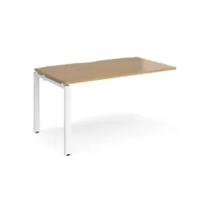 Image of Bench Desk Add On Rectangular Desk 1400mm Oak Tops With White Frames 800mm Depth Adapt