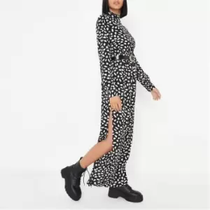 image of Missguided Smudge Print High Neck Maxi Dress - Black