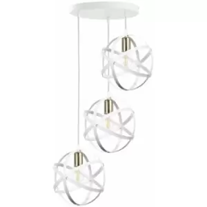 Image of Keter Pola Cluster Pendant Ceiling Light White, Gold, 35cm, 3x E27