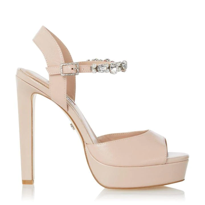 Image of Dune Light Pink Leather 'Miraculous' High Stiletto Heel Court Shoes - 3
