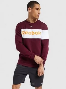 Image of Reebok Training Essentials Crew Sweatshirt - Maroon, Size XS, Men