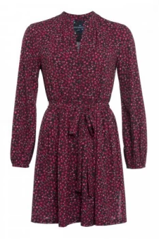 Image of French Connection Aubine Fluid Short Shirt Dress Red