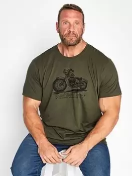 Image of BadRhino USA Motorbike T-Shirt - Khaki, Green, Size 2XL, Men