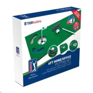 Image of PGA Tour Putting Mat with Collapsible Putter & Alignment Guide Golf Ball - Green