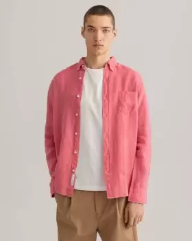 Image of GANT Men Regular Fit Garment-Dyed Linen Shirt (L) Pink