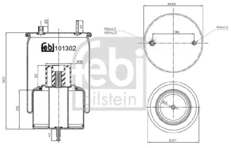 Image of FEBI BILSTEIN 101302 Boot, air suspension non-steered leading axle Boot,air suspension (324)