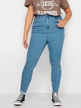 Image of Yours Ava Slash Knee Bleach, Blue, Size 16, Women