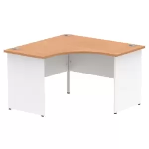 Image of Impulse 1200mm Corner Office Desk Oak Top White Panel End Leg