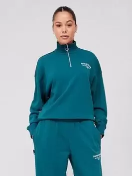 Image of Puma Team Half-Zip, Dark Green, Size L, Women