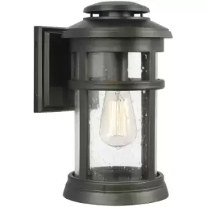 image of Elstead Newport Outdoor 1 Light Wall Lantern, Antique Bronze, IP44, E27