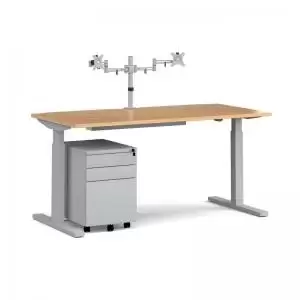 Image of Elev8 Mono straight sit-stand desk 1600mm - silver frame and beech top