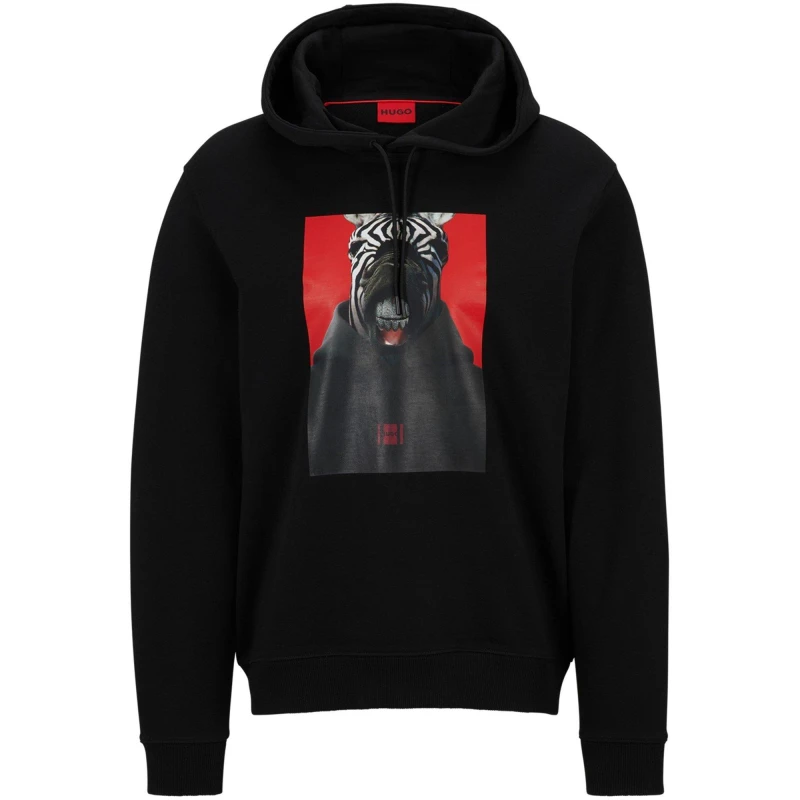Image of Hugo Mens Debras Pull Over Hoodie Black male XS