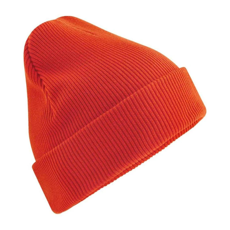 Image of Beechfield Mens Cuffed Cotton Heavyweight Beanie in Orange Orange Male One Size