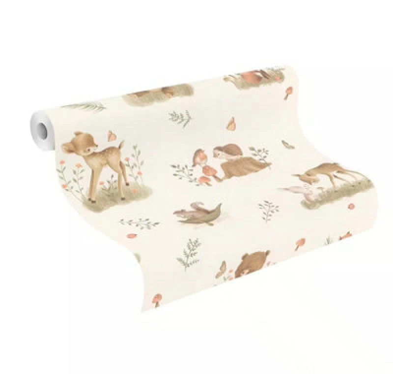 Image of Forest Animals Beige Non-Woven Wallpaper Rasch 321104