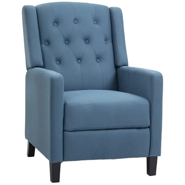 Image of Button Tufted Recliner Chair Microfibre Cloth Reclining Armchair