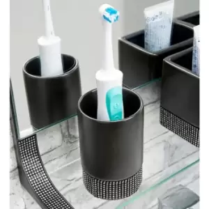 image of Bathroom Tumbler Toothbrush Holder Sparkle Ceramic Black Modern - Black - Vale Designs