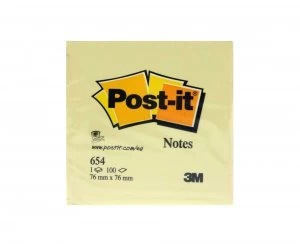 image of 3M Post It Notes Self Adhesive 76x76mm 90 Sheets Canary Yellow