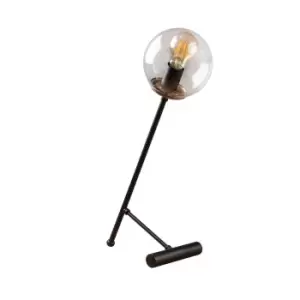 Image of Model 17 Deco Black Globe Table Lamp Clear Glass Shade