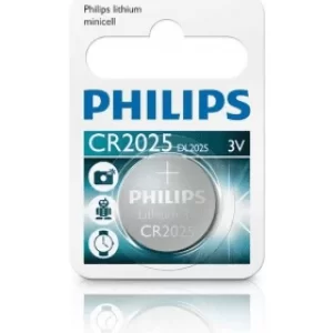 Image of Philips CR2025 3V Lithium Coin Cell Battery (1 Pack)