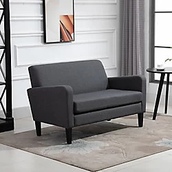 Image of HOMCOM Modern Loveseat Upholstered Sofa Living Room & Hallway, Charcoal Grey