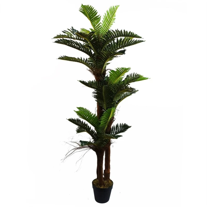 Image of Leaf Artificial Large Palm Tree with Natural Trunk 150cm - Realistic plant by Botanik Green