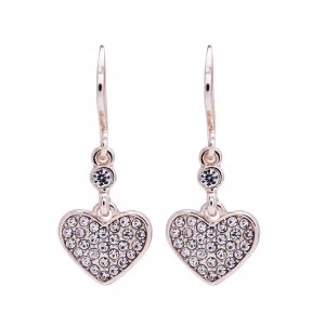 image of Lipsy Rose Gold Plated Crystal Pave Heart Drop Earrings