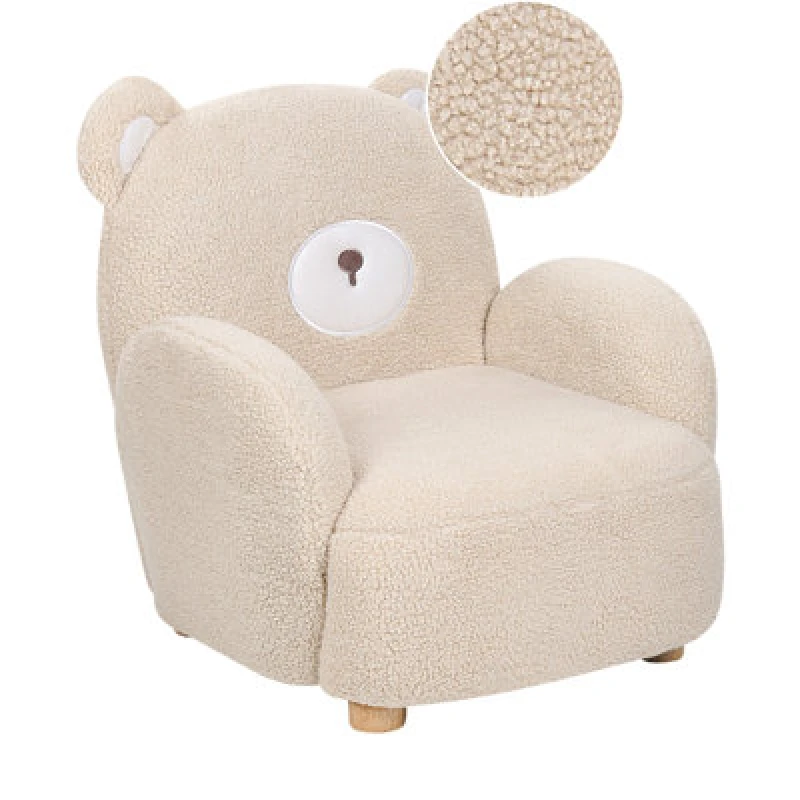 Image of Beliani Kids Armchair Teddy Bear Boo Boucle Beige