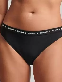 Image of Superdry Code Micro Elastic Bikini Bottom - Black, Size 14, Women