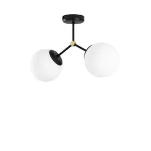 image of Model 11 Deco 2-light Globe Pendant Lamp Black