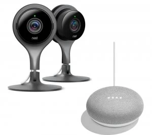 image of Nest Cam Twin-Camera Home Security Kit and Home Mini Bundle