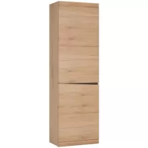 image of Kensington Tall Narrow 2 Door Cupboard in Oak - Oak with dark Trim Melamine