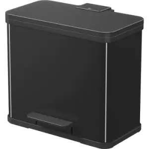 Image of Hailo Eco waste collector with pedal, trio Plus L, capacity 3 x 9 l, black