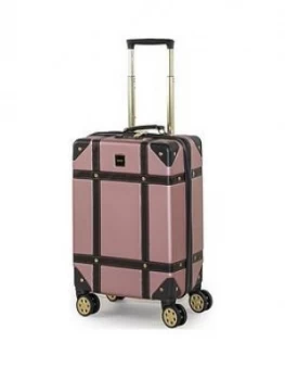 image of Rock Luggage Vintage PY98804 8 Wheel Carry On Pink Suitcase