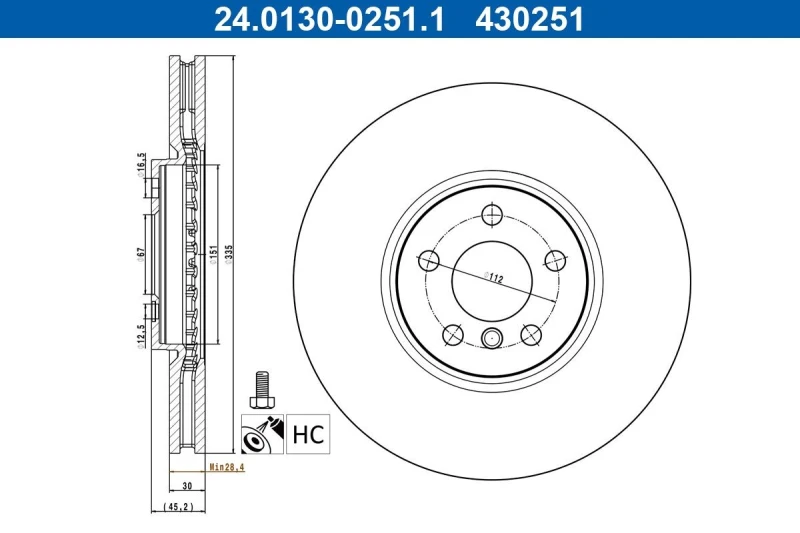 Image of Brake disc ATE 24.0130-0251.1