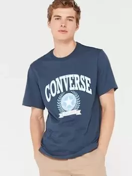 Image of Converse Chuck Retro Collegiate Ss T-Shirt, Navy, Size L, Men