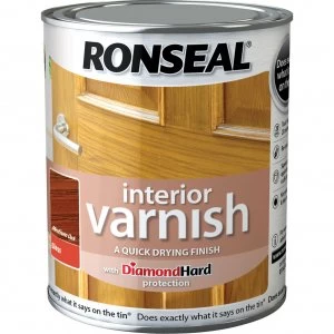 image of Ronseal Interior Quick Dry Gloss Varnish Medium Oak 250ml