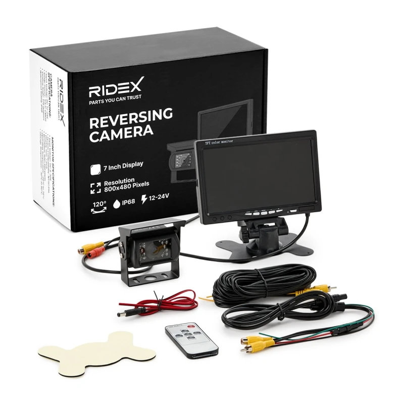 Image of RIDEX 3818A0015 Reversing camera Activation through reverse gear, V-Sync 50/60 Hz, 170°°, with cable set, with camera Reversing camera (3818)