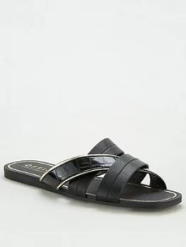 image of OFFICE Stella Flat Sandal - Black, Size 3, Women