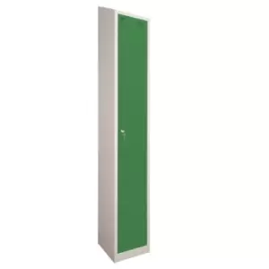 Image of 1 Door Locker, 450X450, Grey Carcass/Green Doors, Sloping Top, Camlock