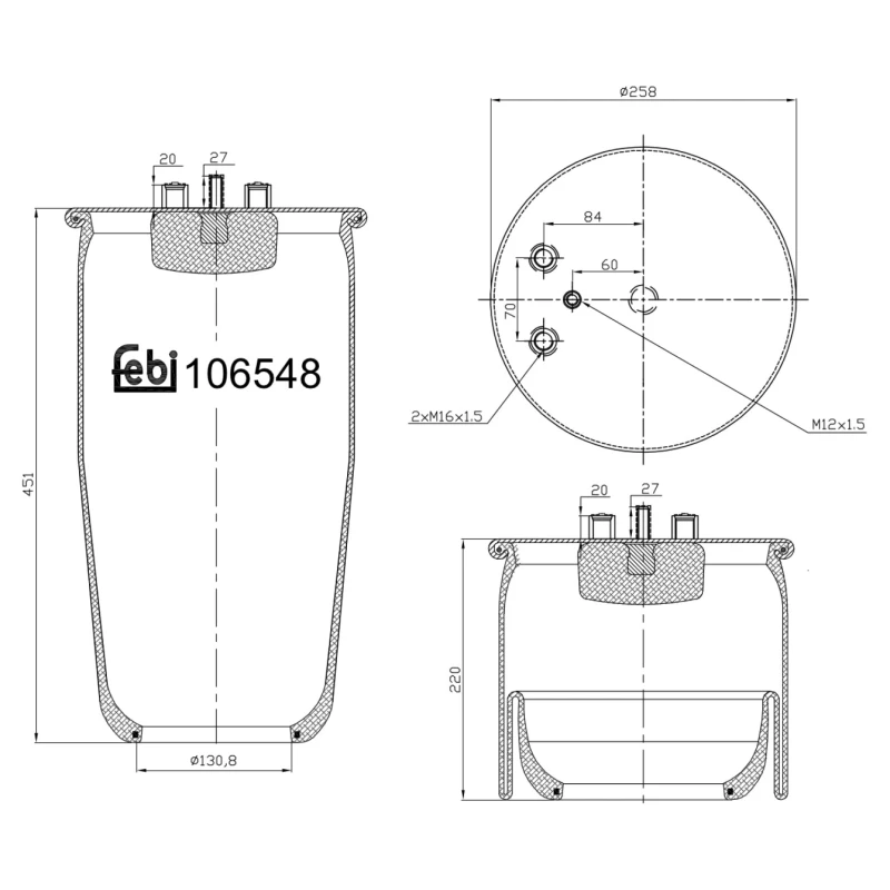 Image of FEBI BILSTEIN 106548 Boot, air suspension Rear Axle Boot,air suspension (324)