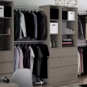 Image of Spacepro 3 Drawer Tower Unit with 1 Hanger Bar Stone 2100 x 450 x 500mm in Grey Steel/MFC