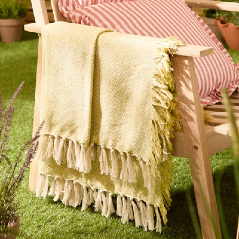 Image of Wylder Wisley Woven Outdoor Throw in Yellow Size: 130cm x 180cm Yellow Unisex 130cm x 180 cm